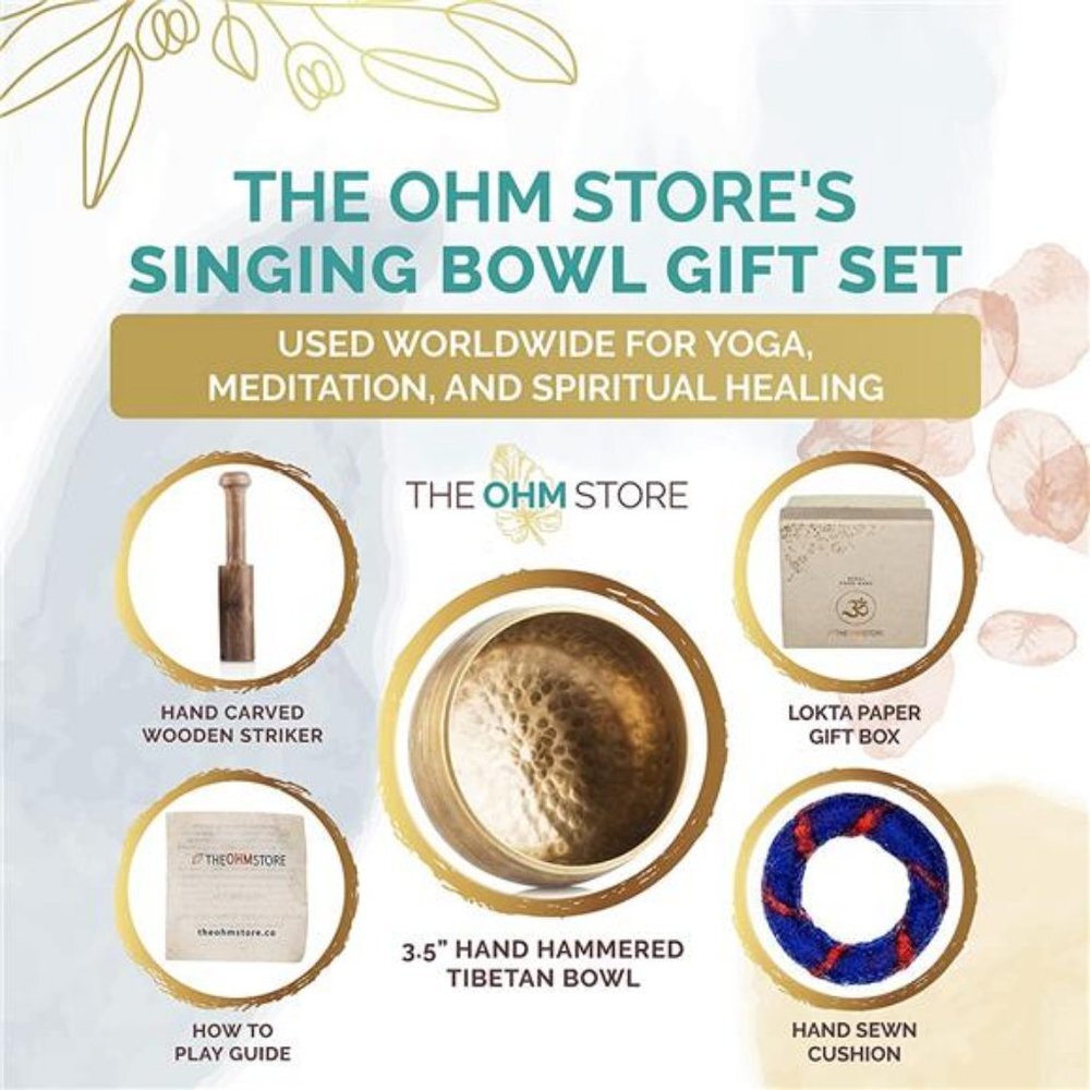 Tibetan Singing Bowl Set— Meditation Sound Bath Bowl and Wooden Striker